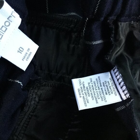 Liz Claiborne Women Siz 10 Pull-on Ankle Pants Elastic Waist Black White Pockets - Picture 14 of 14